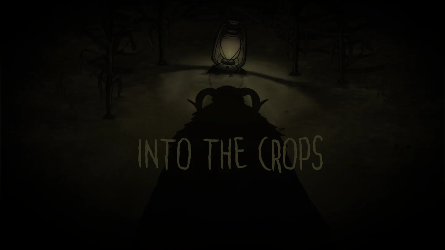 Into the Crops cover featuring an oil lantern in a dark cornfield